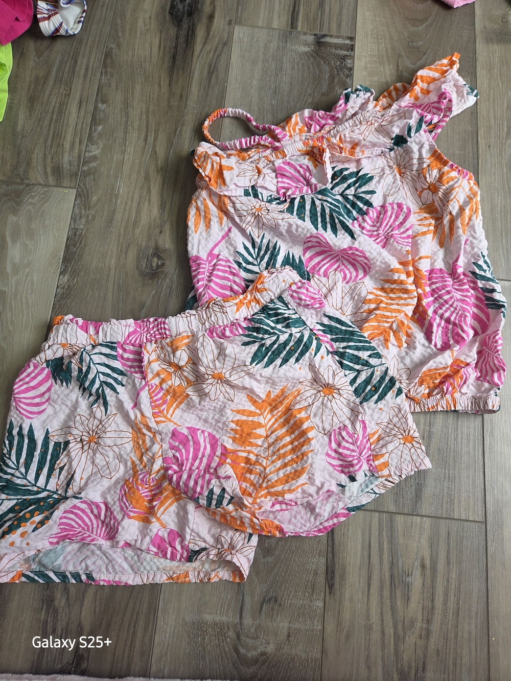 Cat & Jack Pink and Teal Tropical Print Two-Piece Set
